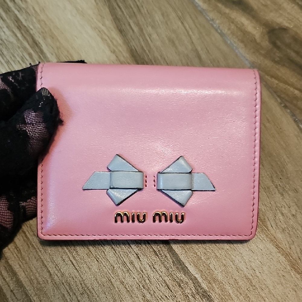 Miu Miu Pink and Grey Leather Wallet
